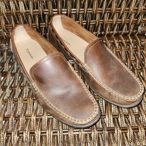 Frye & Co Lewis Leather Moc Toe Venetian Loafers Mens 9.5 Cognac